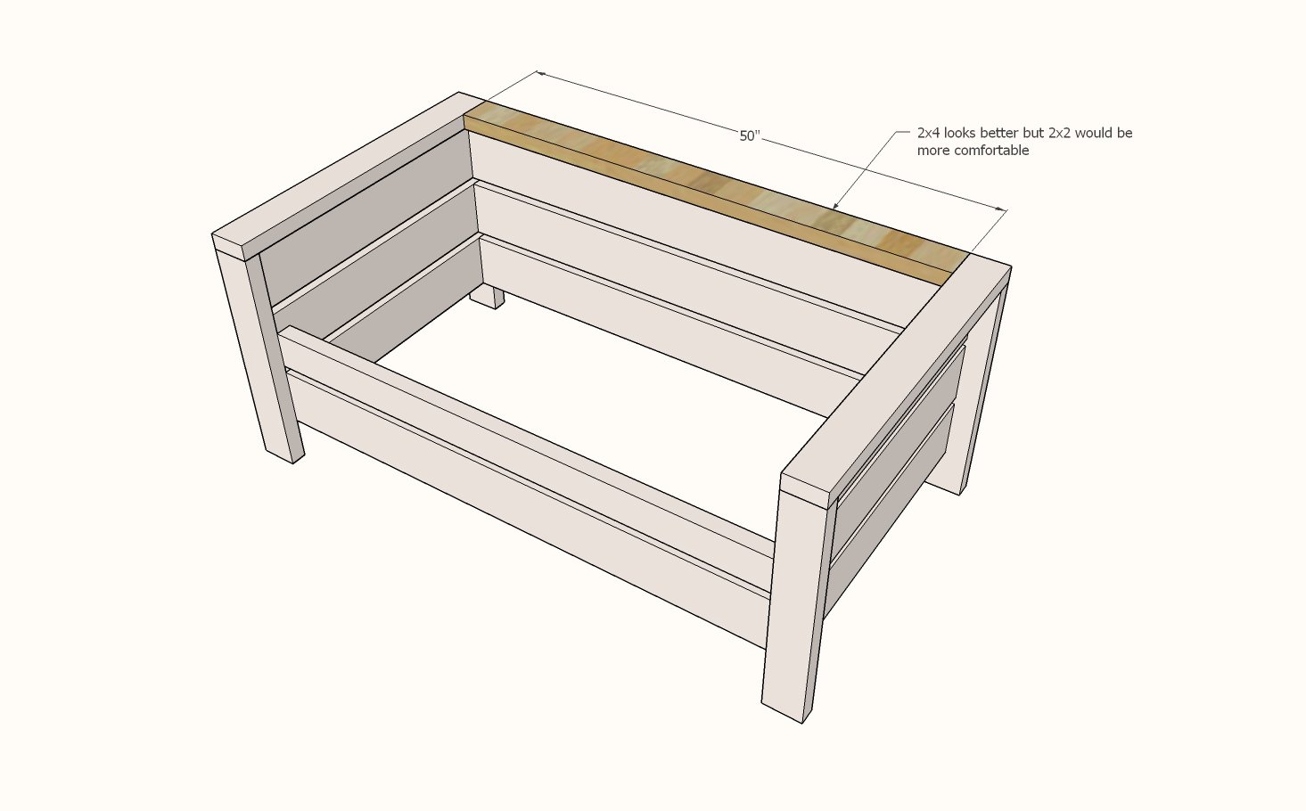 Modern Outdoor Loveseat from 2x4s and 2x6s — step 4