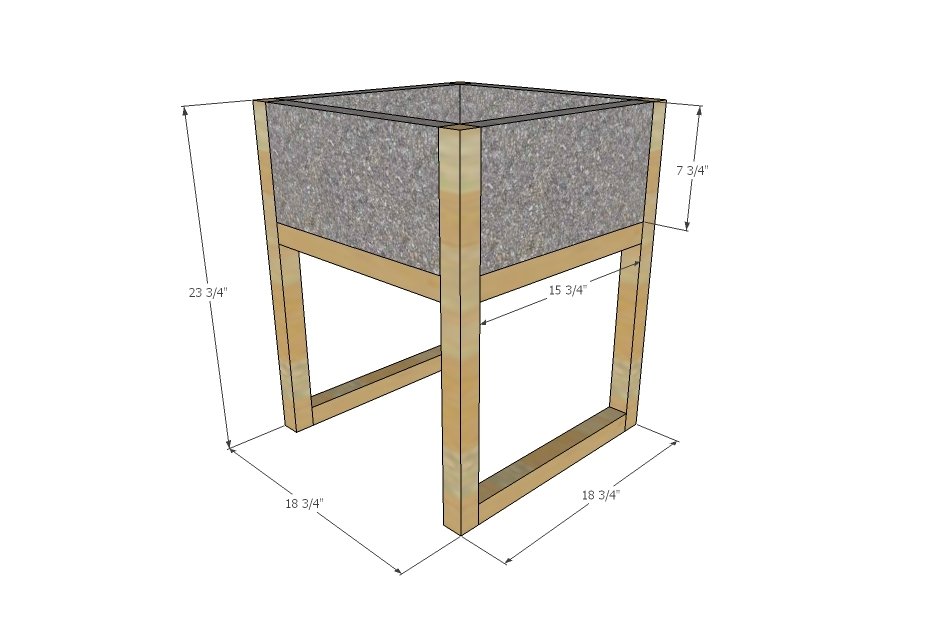 Modern Paver Planter dimension diagram 1