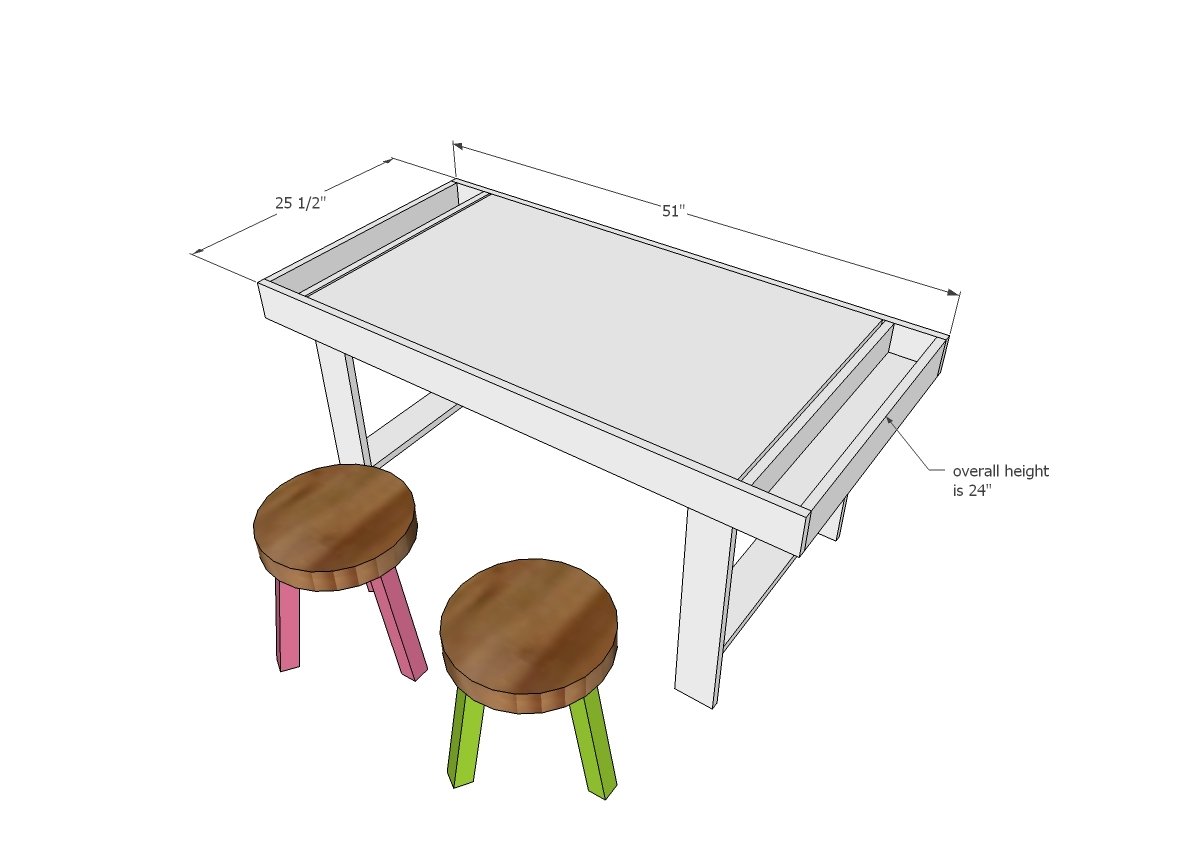 Modern Play Table with Storage dimension diagram 1