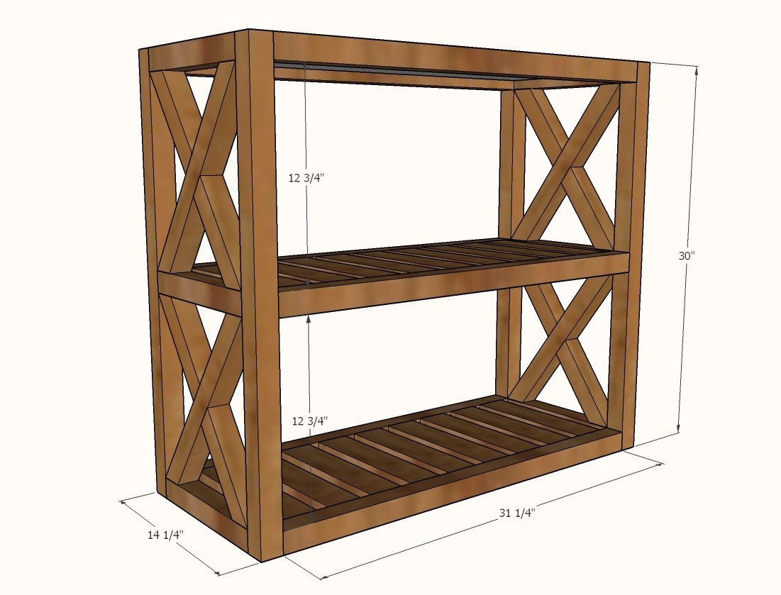 Modern Rustic X Console Table dimension diagram 1