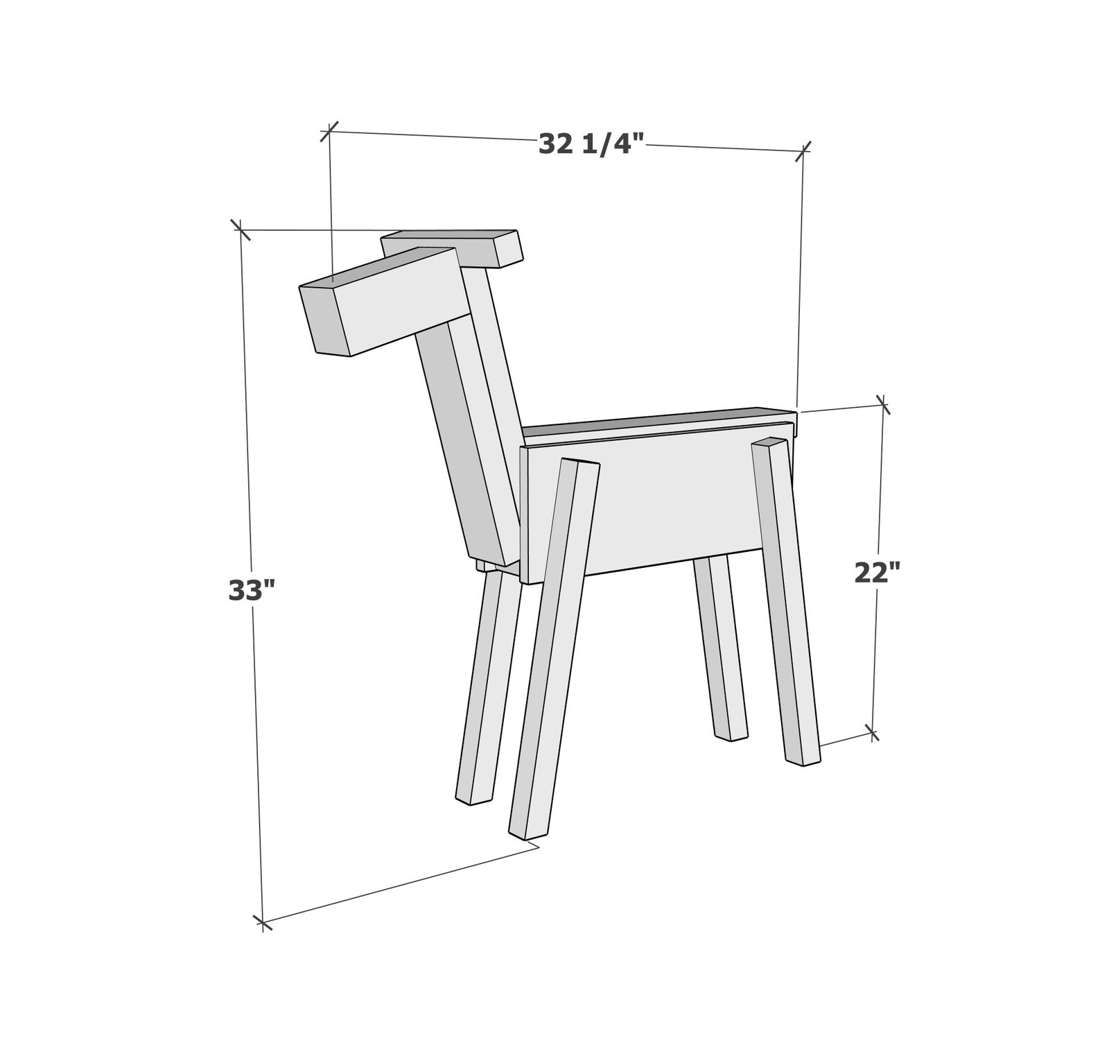Modern Scrap-Wood Reindeer dimension diagram 1