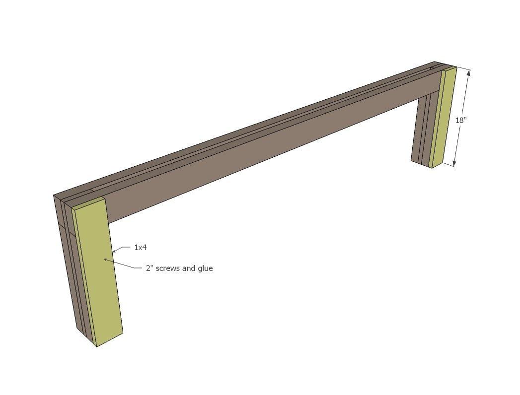 Modern Slat Top Outdoor Wood Bench — step 3