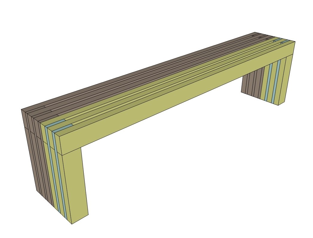 Modern Slat Top Outdoor Wood Bench — step 4
