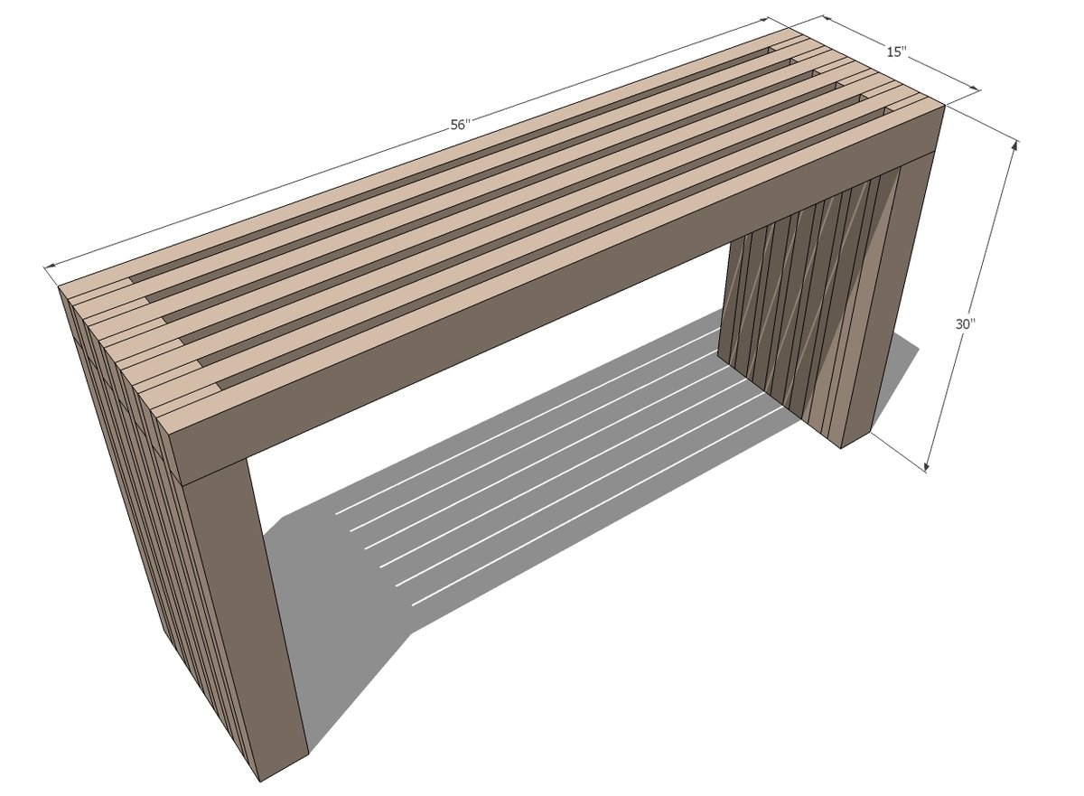 Modern Vertical Slat Top Console dimension diagram 1