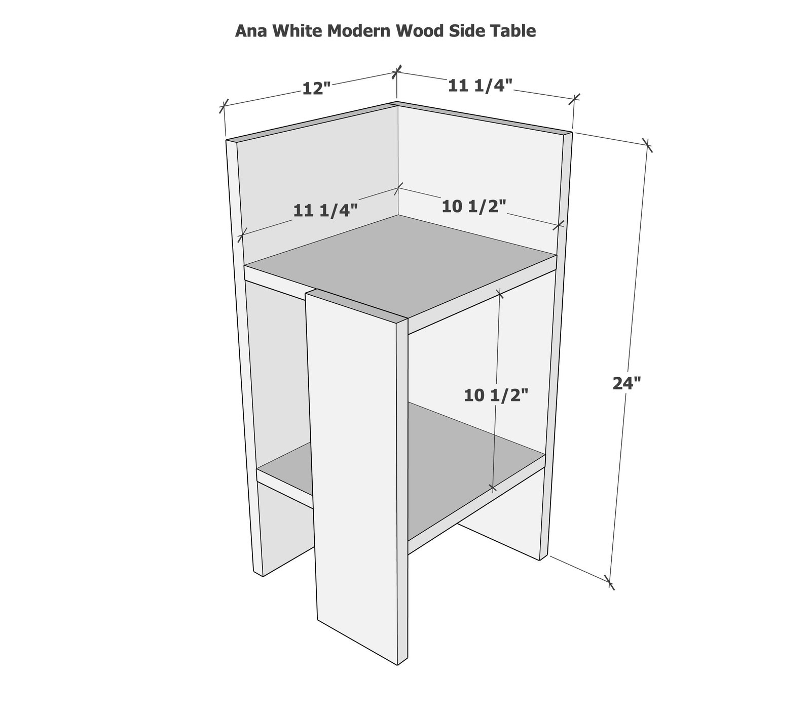 Modern Wood Side Table dimension diagram 1