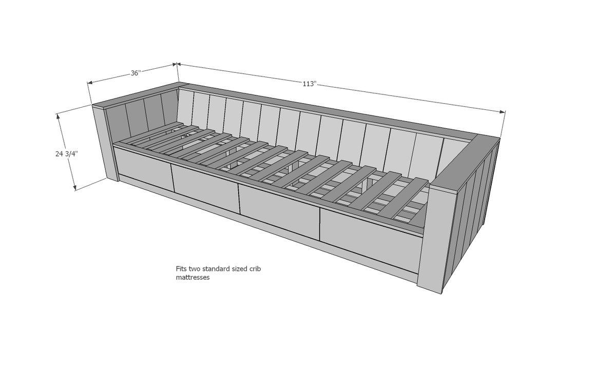 Modern Wood Storage Sofa dimension diagram 1