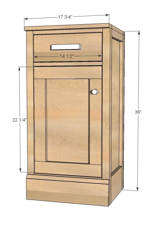 Modular Bar Base Door dimension diagram 1