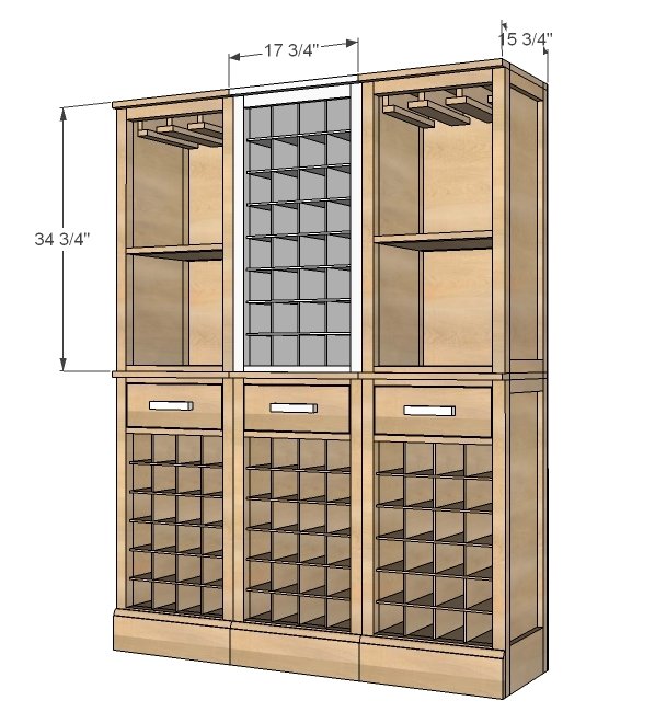 Modular Bar Wine Grid Hutch dimension diagram 1