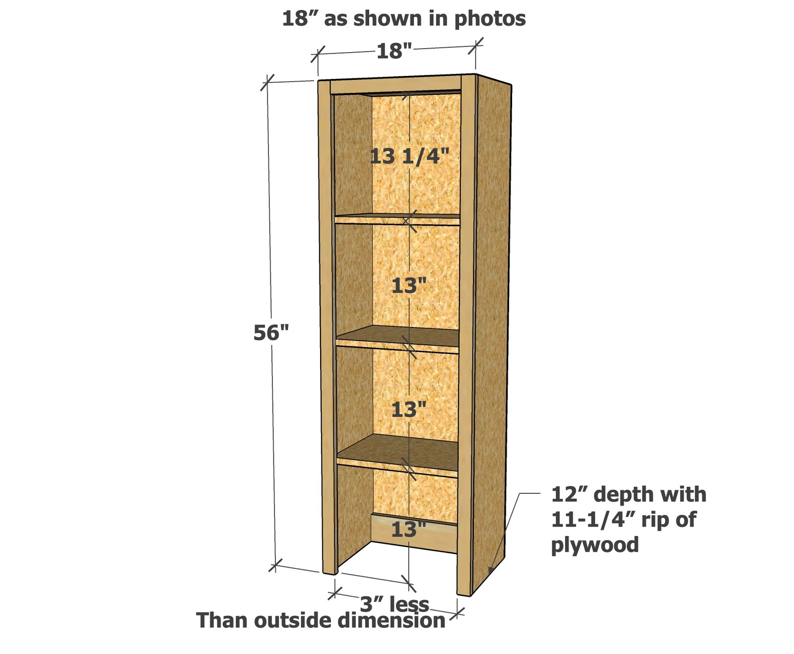 Modular Bookshelf Hutch dimension diagram 1