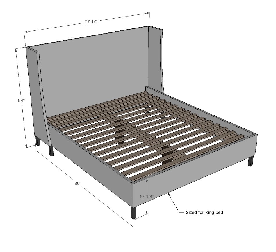 Morris Upholstered Bed dimension diagram 1