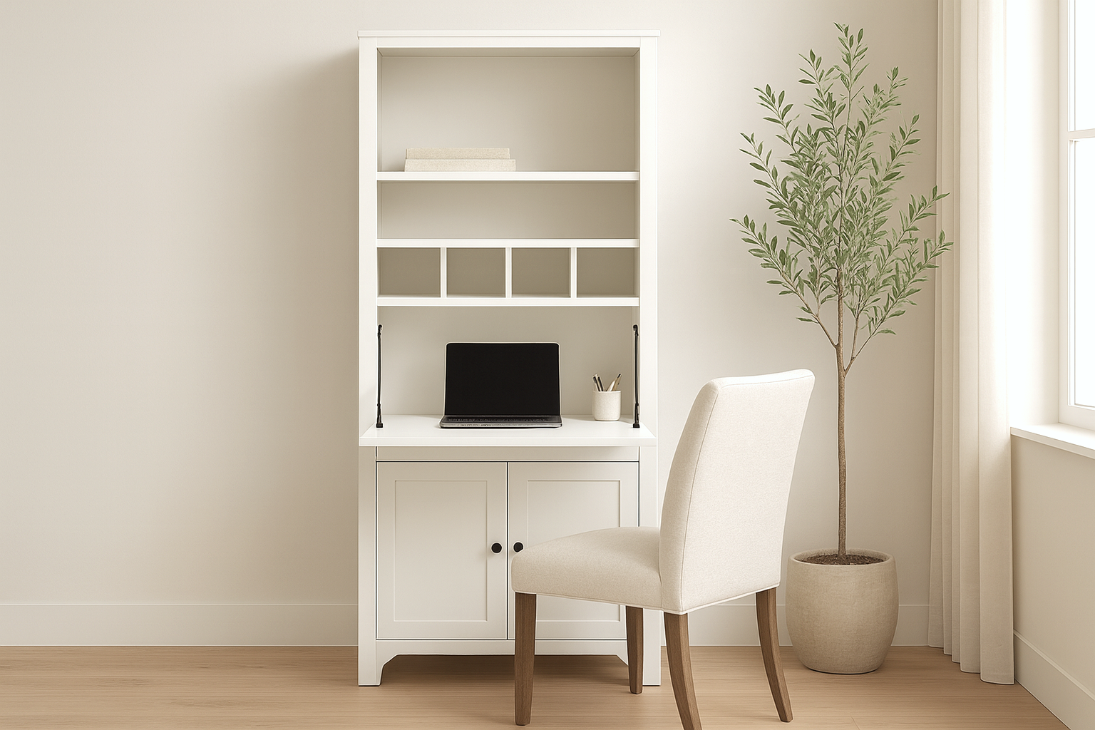Narrow Depth Secretary Cabinet with Mail Slots
