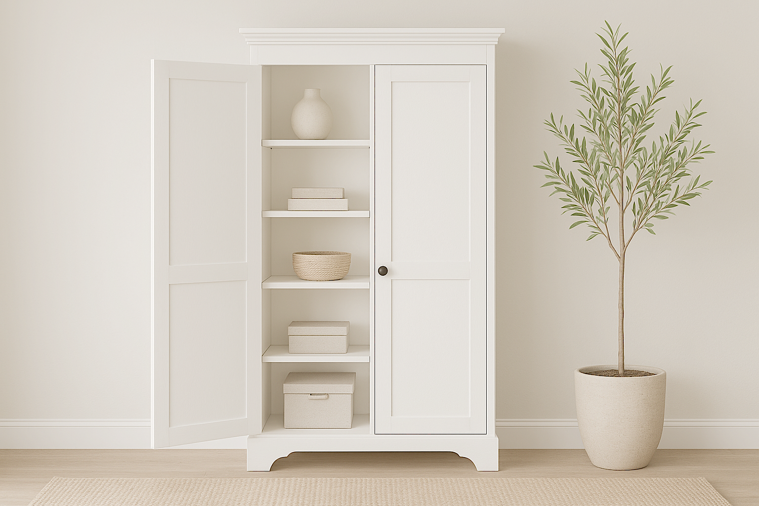 Narrow Farmhouse Storage Armoire