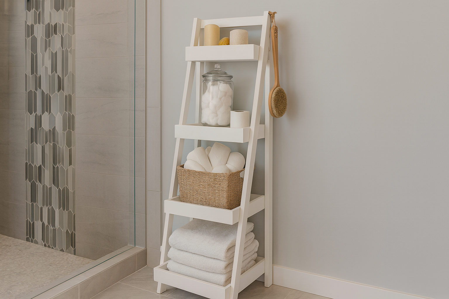 Narrow Painter's Ladder Shelf