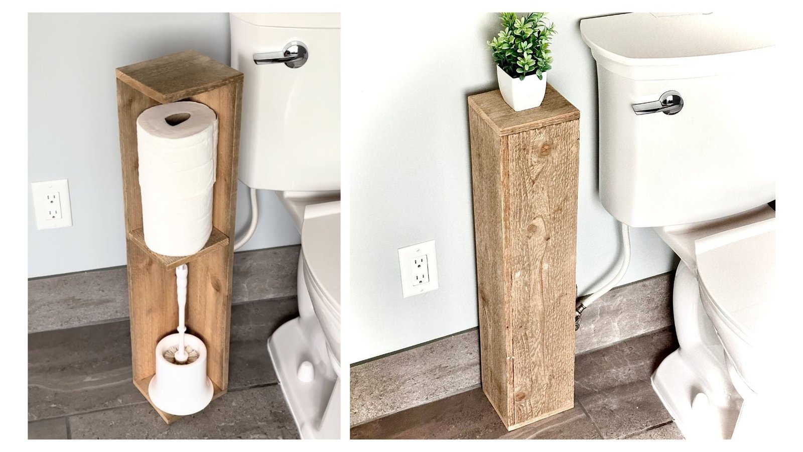 Narrow Shelf to Hide Toilet Bowl Brush and Extra Paper