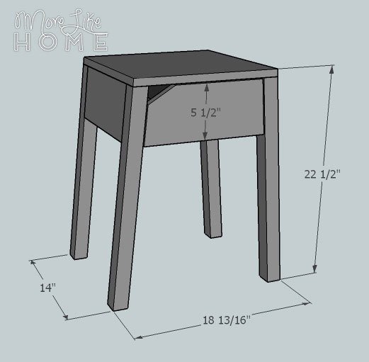 Nightstand with a Charging Notch by More Like Home dimension diagram 1