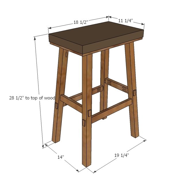 No Sew Cayden Nailhead Bar Height Stool dimension diagram 1