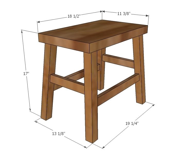No Sew Cayden Nailhead Stool dimension diagram 1