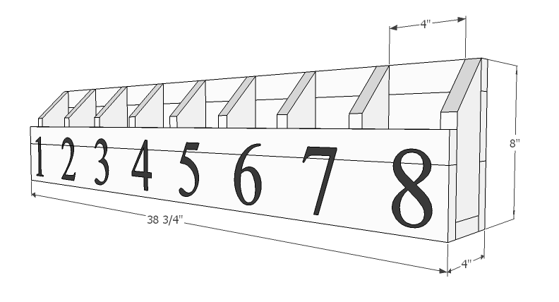 Numbered Cubbies on the Wall dimension diagram 1