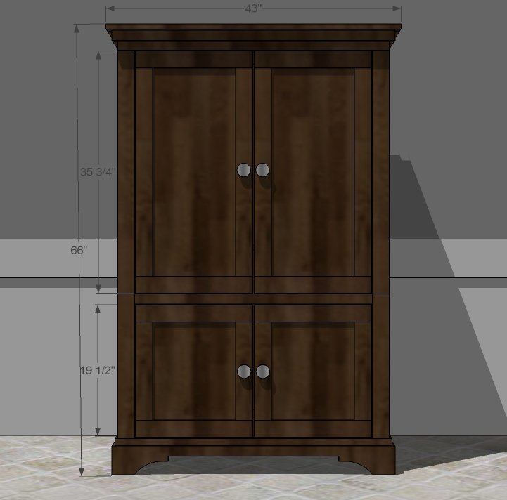 Nursery Armoire dimension diagram 1