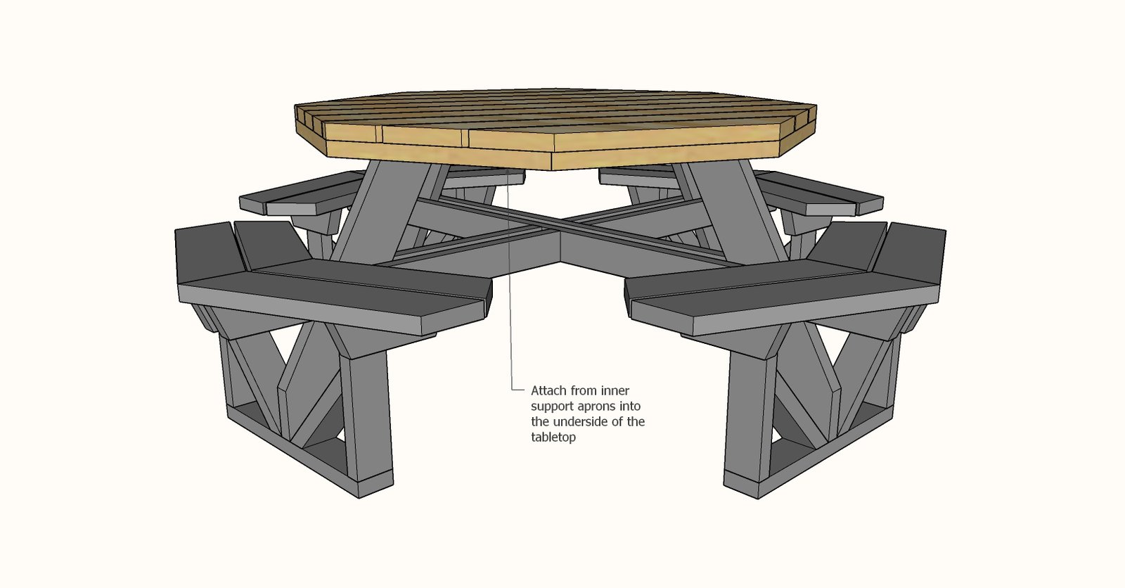 Octagon Picnic Table with Open Seats — step 10