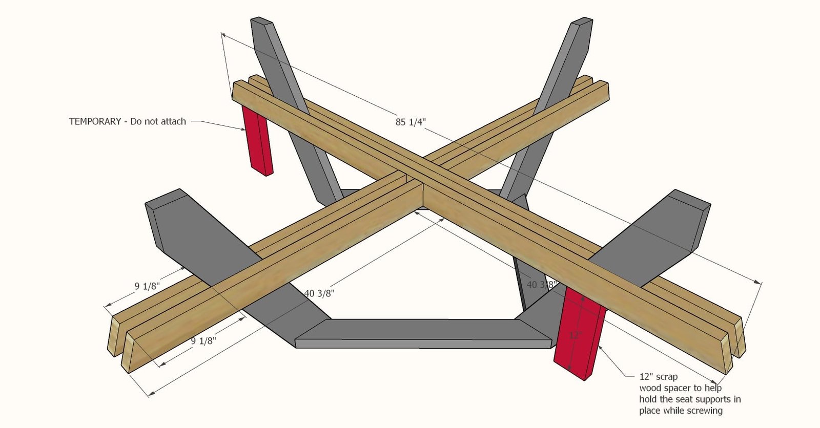 Octagon Picnic Table with Open Seats — step 3