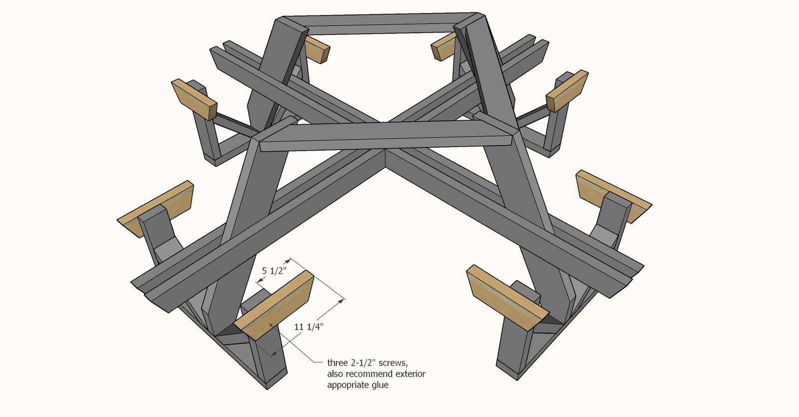 Octagon Picnic Table with Open Seats — step 6