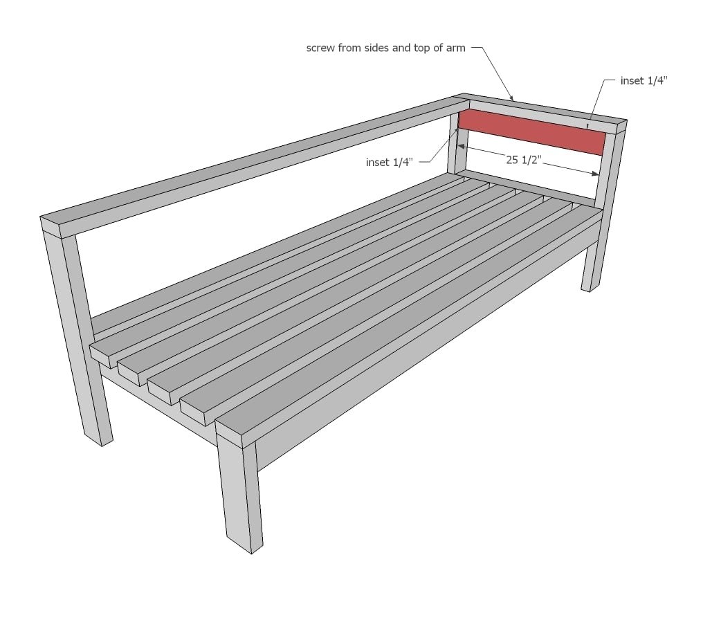 One Arm 2x4 Outdoor Sofa — step 7