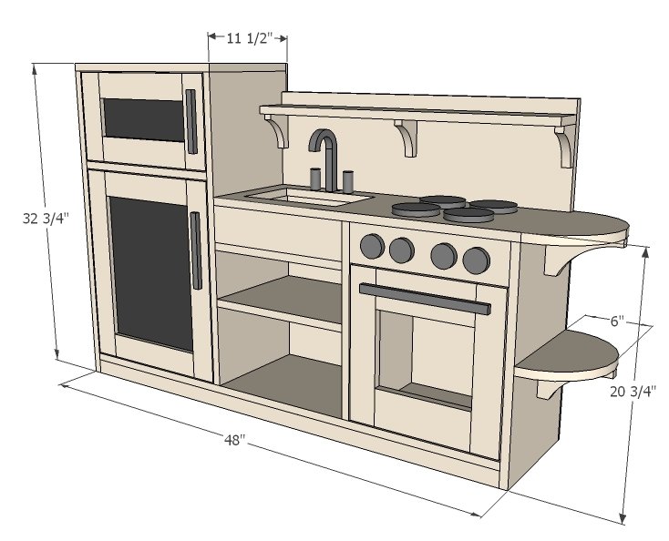 One Piece Play Kitchen dimension diagram 1