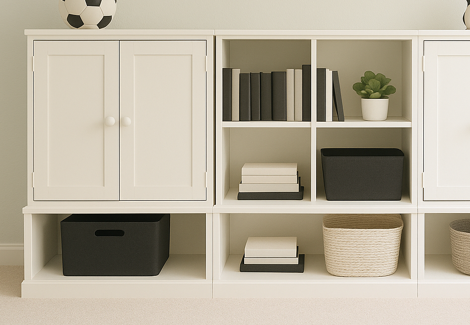 Open Base Unit for Modular Playroom Storage Wall
