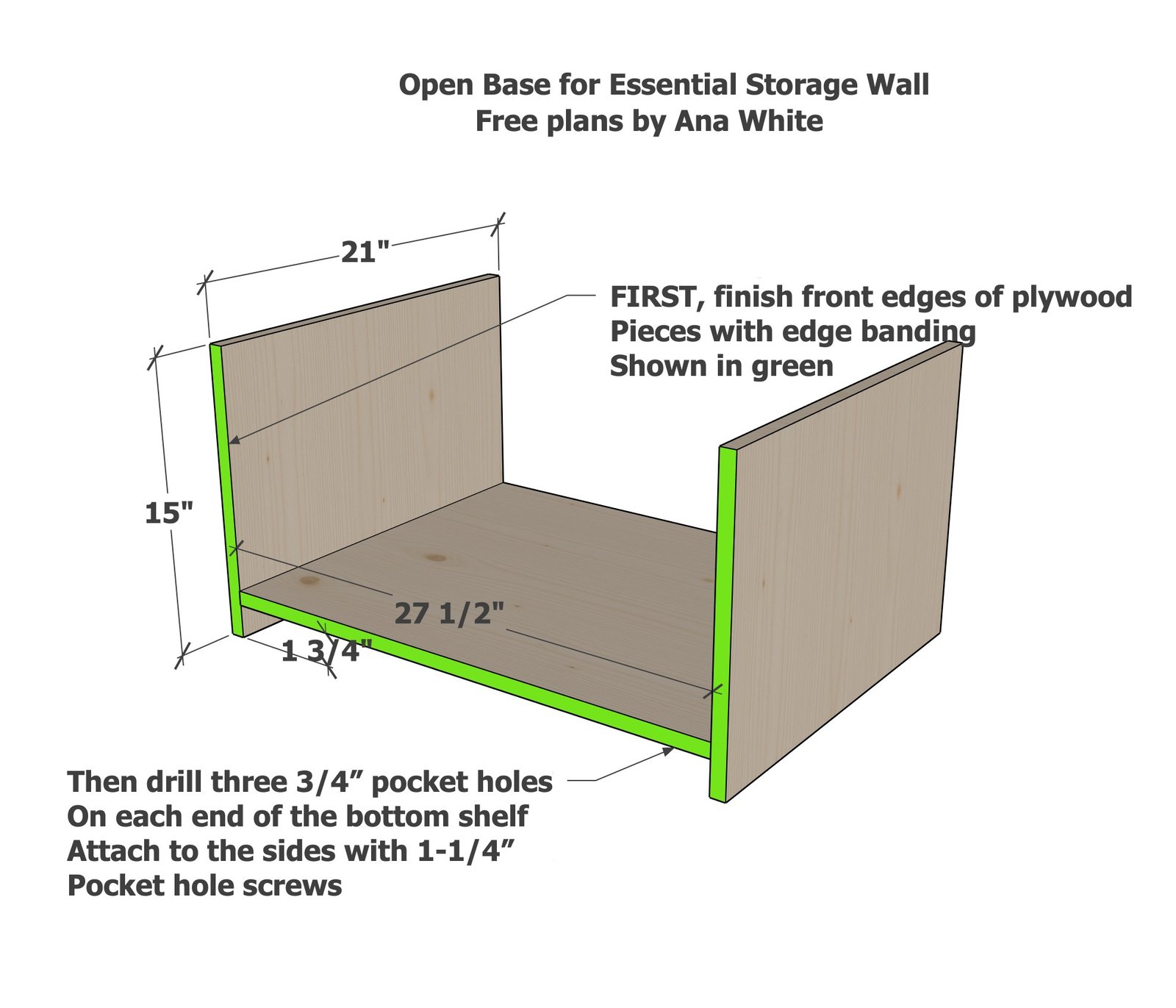 Open Base Unit for Modular Playroom Storage Wall — step 1