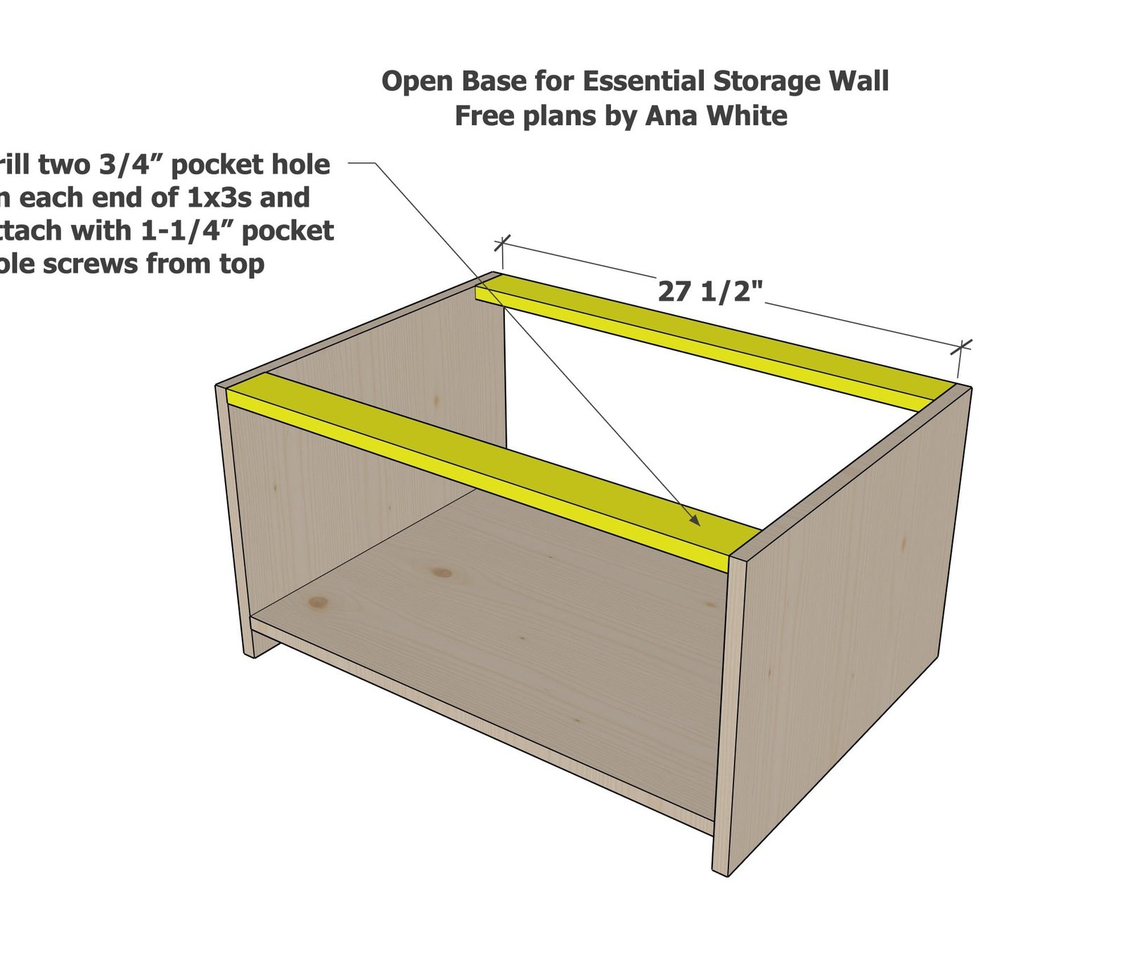Open Base Unit for Modular Playroom Storage Wall — step 2