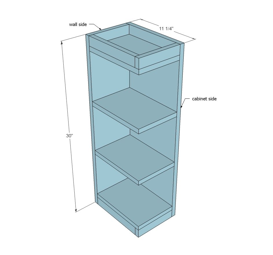 Open End Kitchen Wall Shelf dimension diagram 1