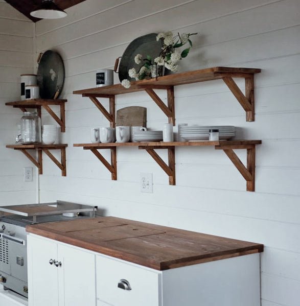 Open Kitchen Cabinet Shelving Rustic Cottage Farmhouse Style for our Tiny House