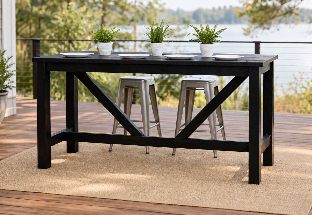 Outdoor Bar Height Truss Beam Table