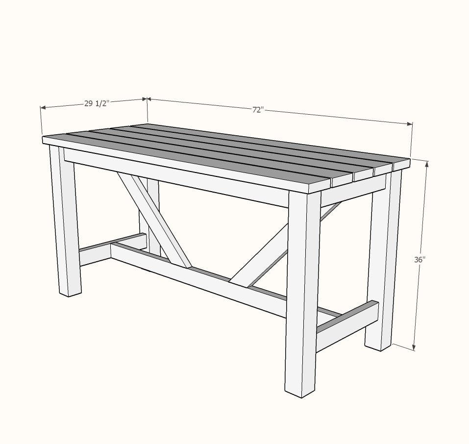 Outdoor Bar Height Truss Beam Table dimension diagram 1