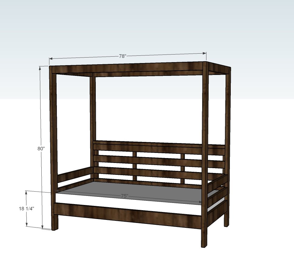 Outdoor Daybed with Canopy dimension diagram 1
