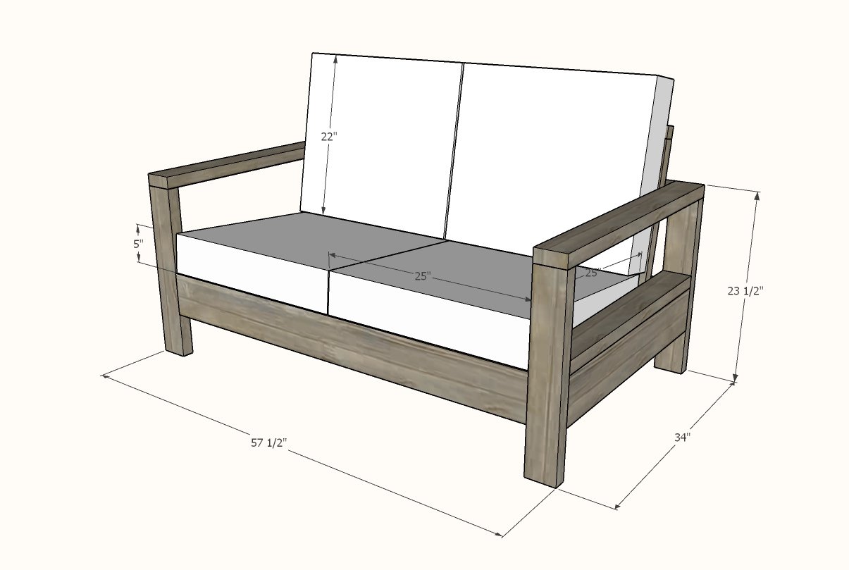 Outdoor Loveseat dimension diagram 1