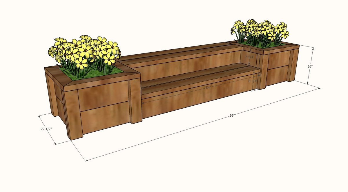 Outdoor Planter Steps or Benches dimension diagram 1
