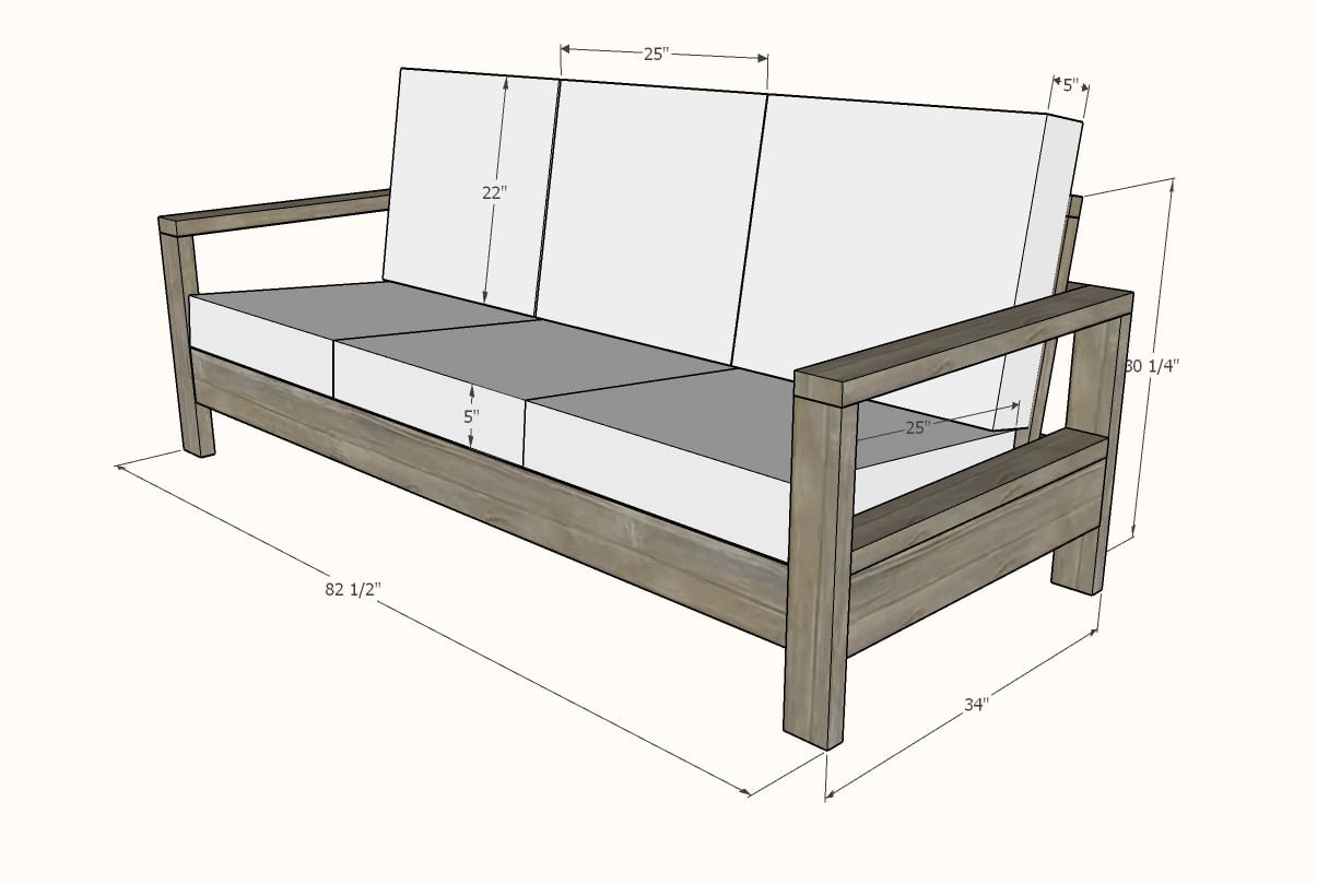Outdoor Sofa dimension diagram 1