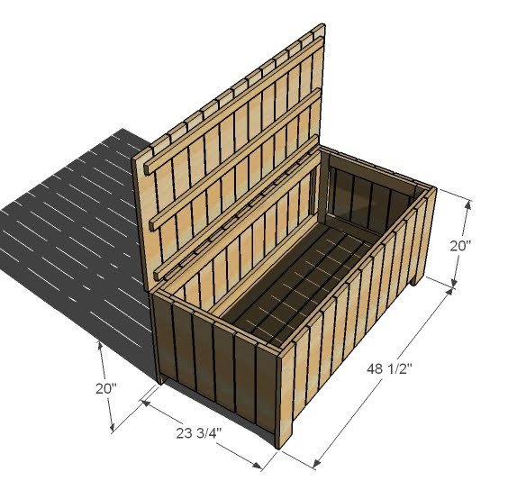 Outdoor Storage Bench dimension diagram 1