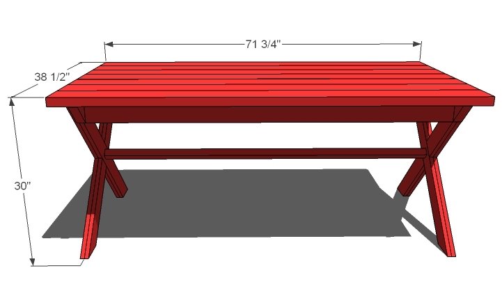 Outdoor X Base Table dimension diagram 1
