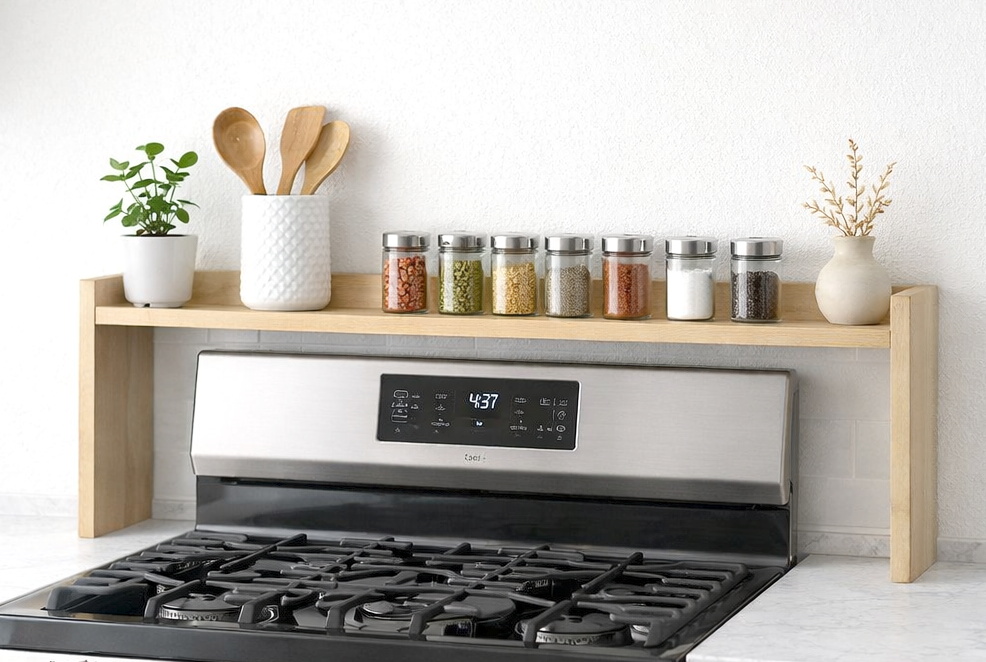 Over Stove Wood Shelf