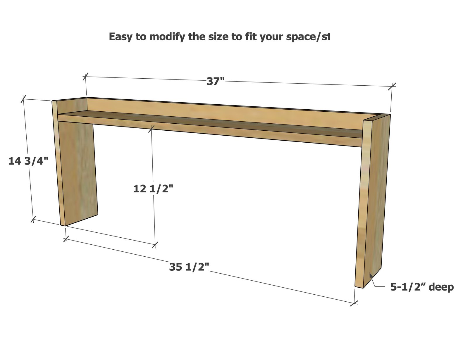 Over Stove Wood Shelf dimension diagram 1
