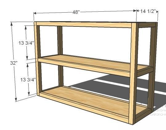 Parsons Console Bookshelf dimension diagram 1