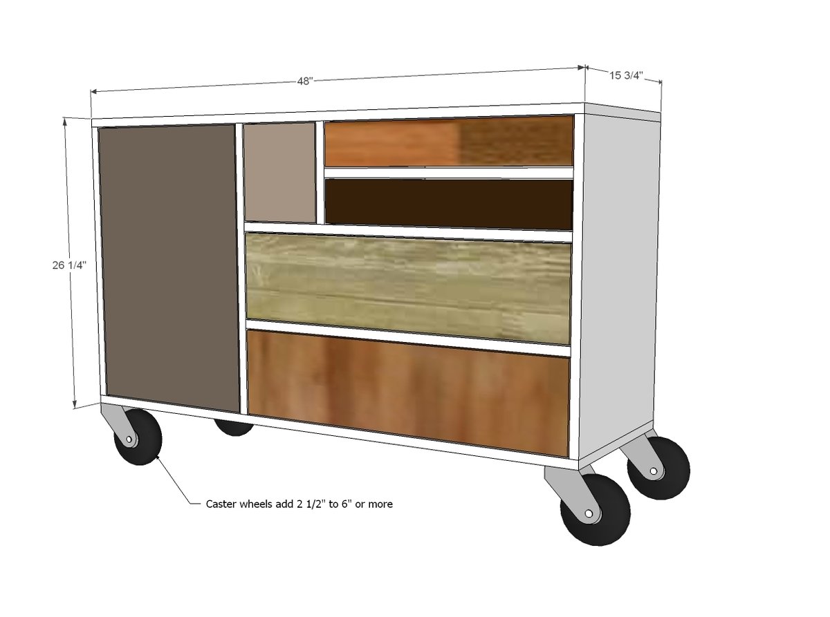 Patchwork Dresser on Wheels dimension diagram 1