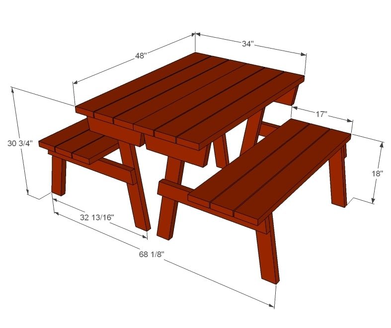 Picnic Table that Converts to Benches dimension diagram 1