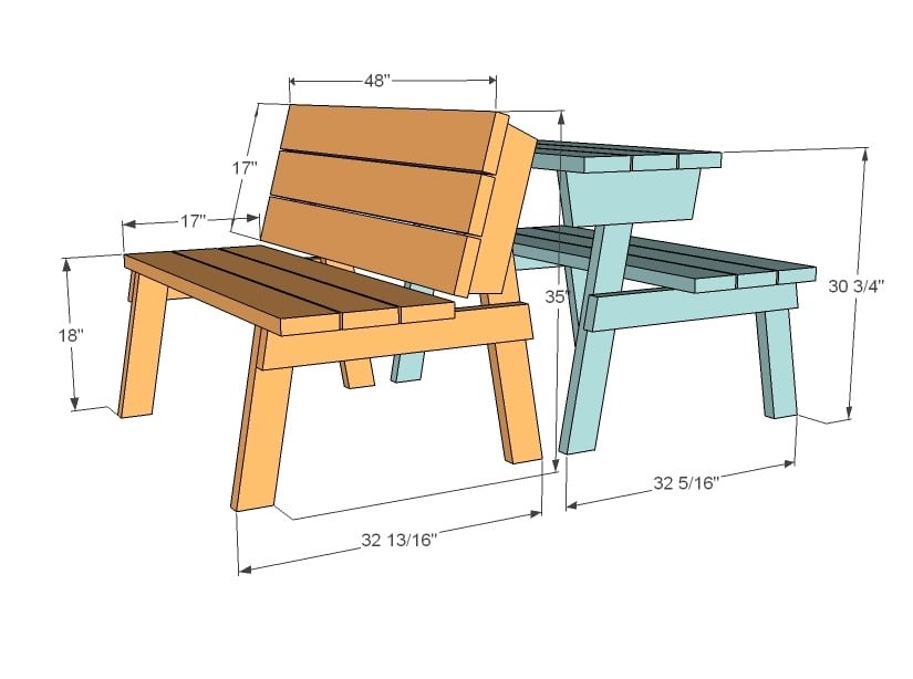 Picnic Table that Converts to Benches — step 1