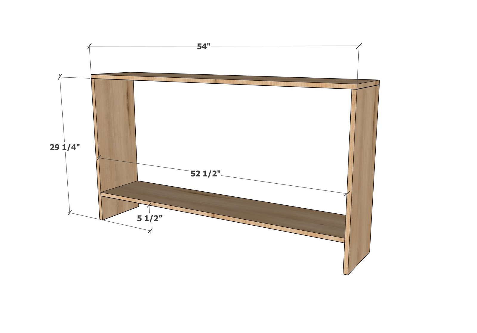 Pine and Plain Open Shelf Console Table — step 1