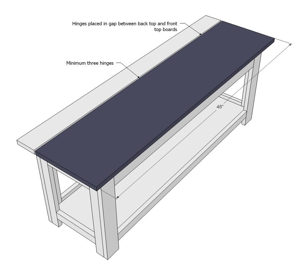 Pine Board Flip Top Storage Bench — step 6