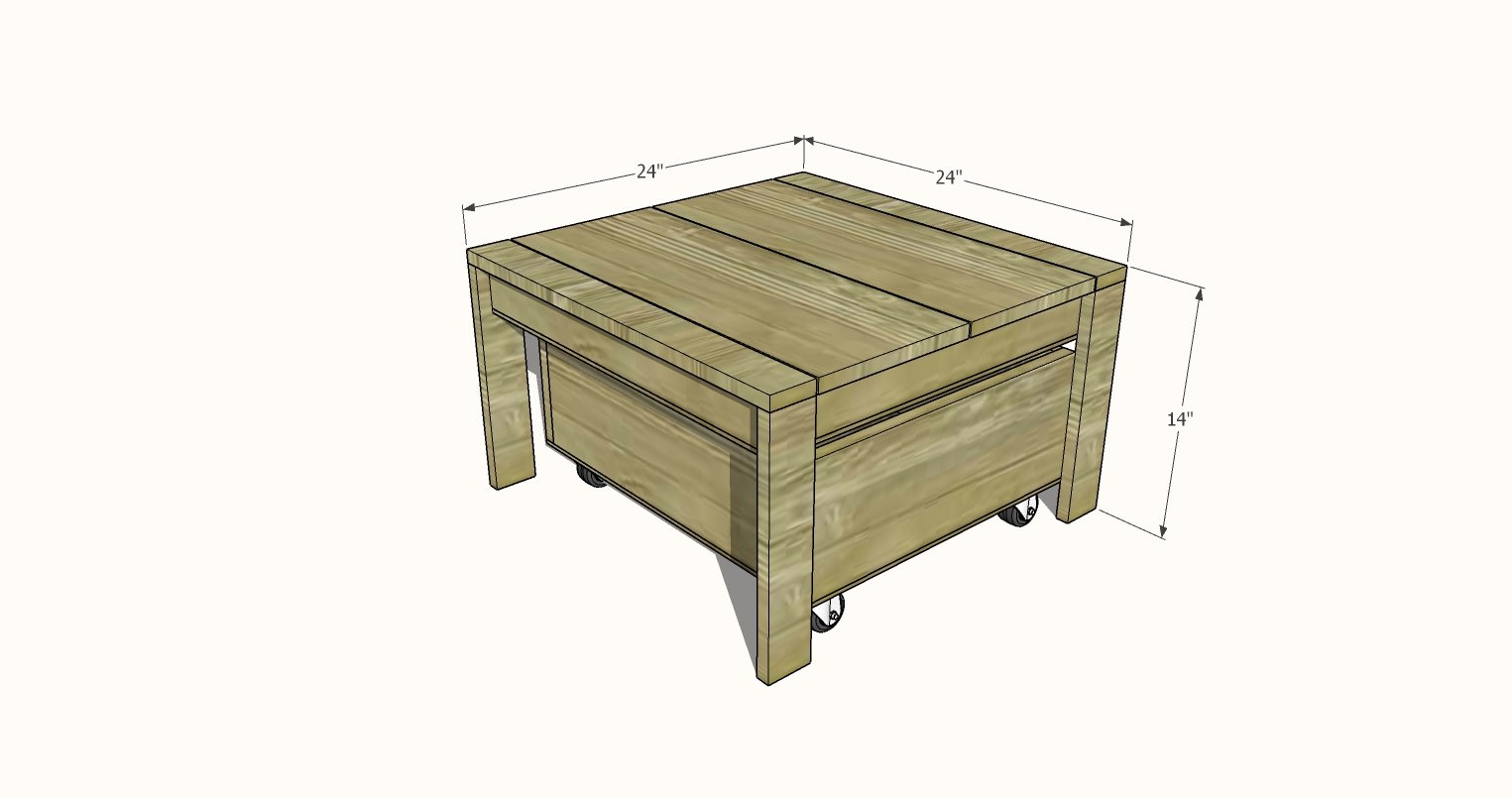 Pine Wood Lego Table dimension diagram 1